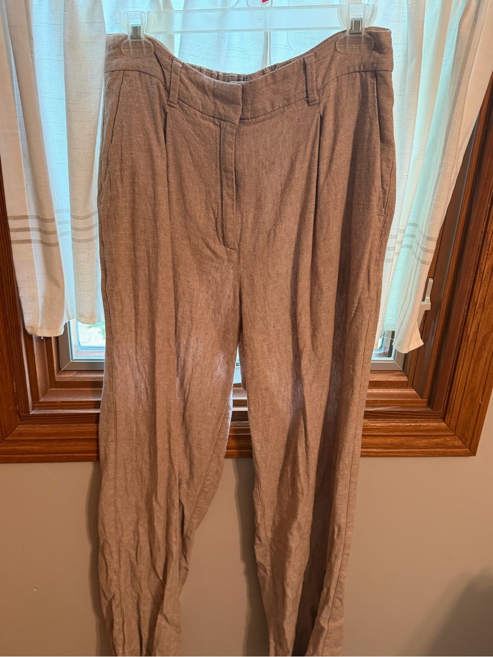 Women’s Brown Linen-Blend Trousers